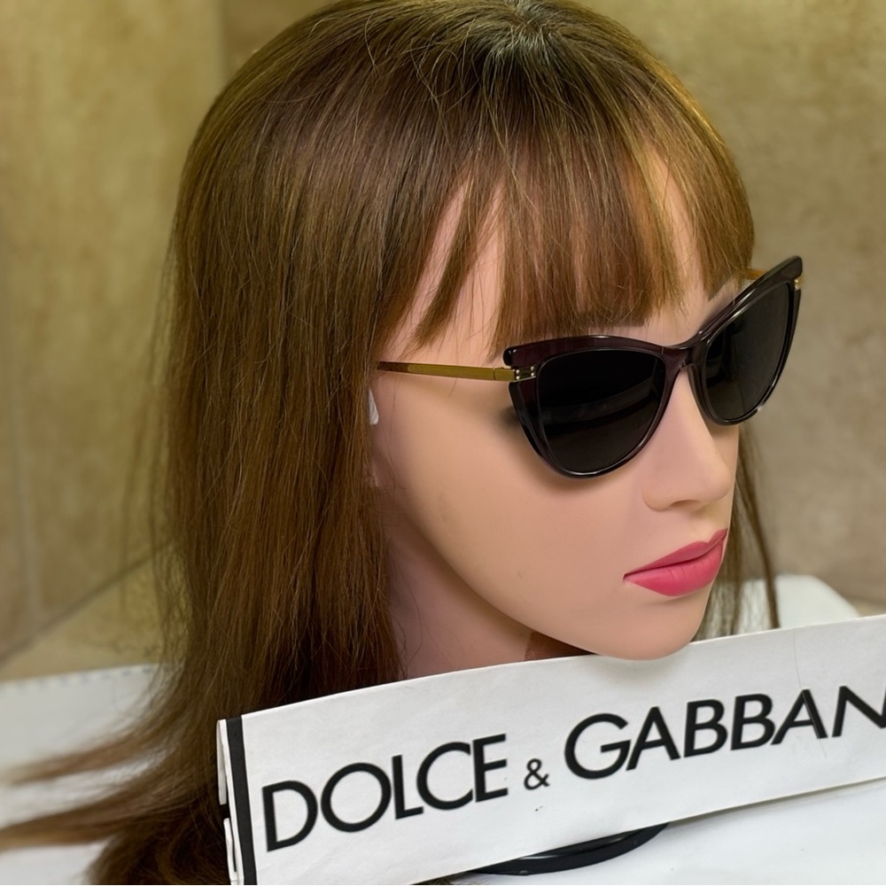 New Dolce & Gabbana DG4381 3268/87 Grey Cat-Eye Sunglasses with Gold Detail - Picture 4 of 13